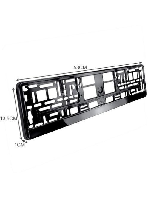 univerzális fekete rendszámtábla keret 2 db-os szett, rugalmas ABS anyag, rezgésmentes kivitel