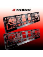 univerzális fekete rendszámtábla keret 2 db-os szett, rugalmas ABS anyag, rezgésmentes kivitel