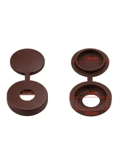 100 darabos barna műanyag csavartakaró készlet, 13mm átmérővel