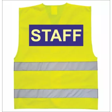 Láthatósági mellény staff felirattal