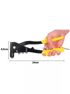 Kézi szegecshúzó 4 cserélhető fejjel alumínium és acél szegecsekhez