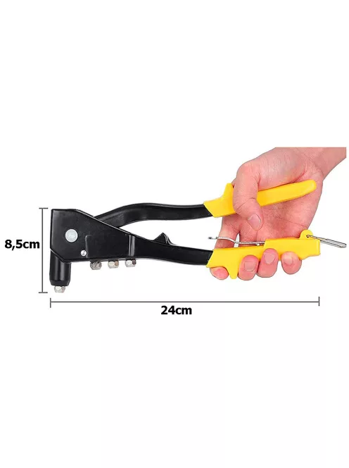 Kézi szegecshúzó 4 cserélhető fejjel alumínium és acél szegecsekhez