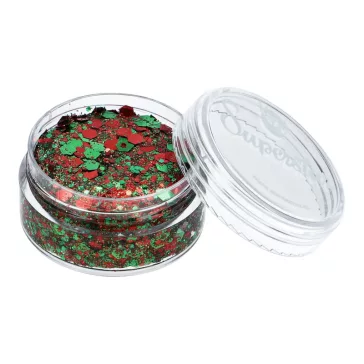 Piros-zöld Superstar chunky glitter krém átlátszó tégelyben