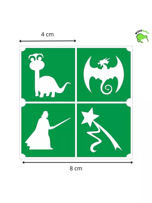 KiviArt Csillámtetoválás sablon "B" szett 48 db - 4 in 1