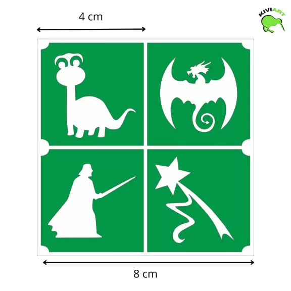 KiviArt Csillámtetoválás sablon "B" szett 48 db - 4 in 1