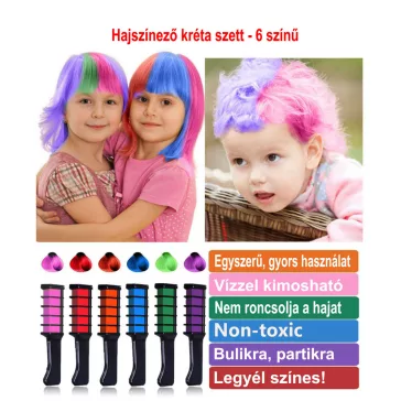 Hajszínező kréta - fésűkréta szett 6 színű