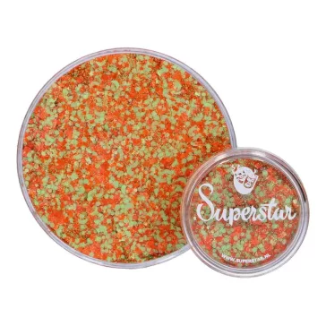 Narancs-zöld Superstar chunky glitter krém átlátszó tégelyben