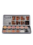 Superstar 12 színű arcfesték készlet bőrtónusokkal és alapszínekkel, SKIN TONE paletta professzionális arcfestéshez és karakter sminkhez