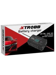 trobb 22463 automata akkumulátortöltő, 12V és 24V-os ólomakkumulátorokhoz, LCD kijelzővel, javítási funkcióval, fekete színben