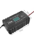 trobb 22463 automata akkumulátortöltő, 12V és 24V-os ólomakkumulátorokhoz, LCD kijelzővel, javítási funkcióval, fekete színben