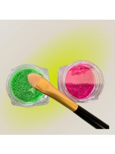 Fekete, kétvégű sminkecset szintetikus szőrrel és applikátorral, csillámpor felviteléhez