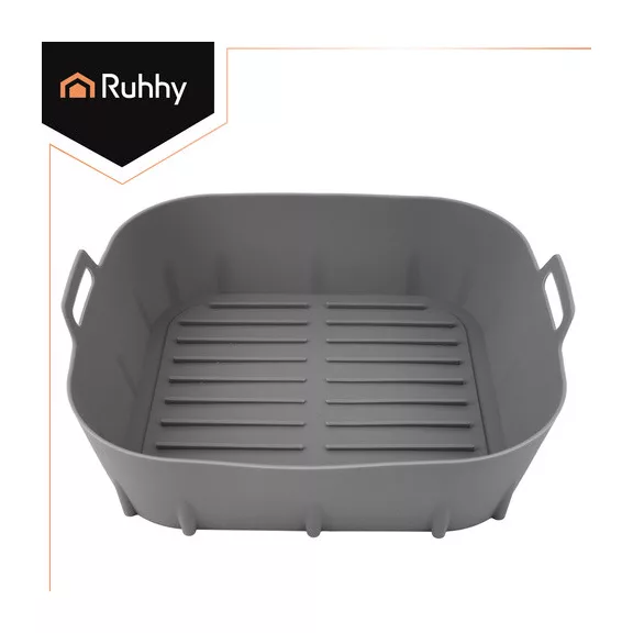 RUHHY szürke szilikon Air Fryer betét 20x20 cm méretben, bordázott felülettel
