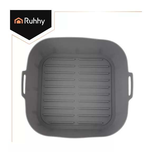 RUHHY szürke szilikon Air Fryer betét 20x20 cm méretben, bordázott felülettel