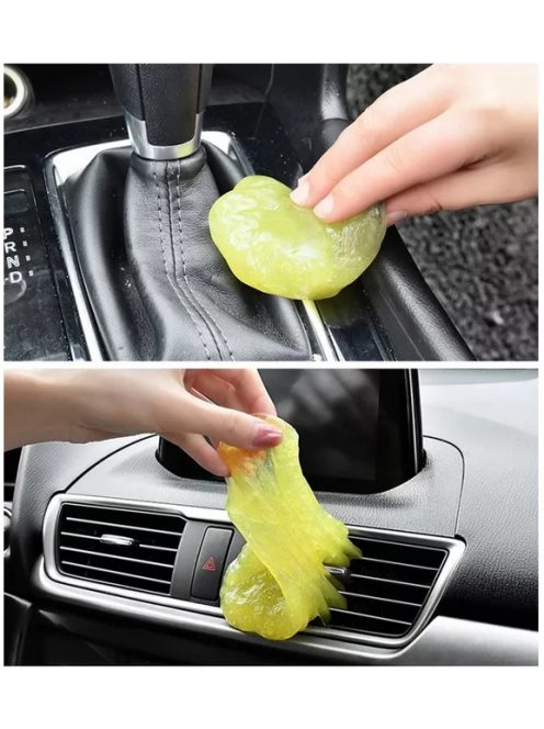 Elasztin gél billentyűzet tisztításához, ahogy épp port és morzsákat szed össze a billentyűk közül