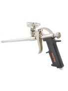 Professzionális fém purhab pisztoly montázshab felviteléhez, ergonomikus kialakítással és adagolás szabályzóval