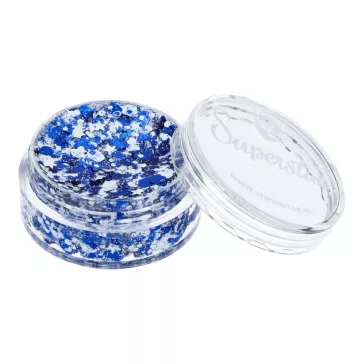 Kék-fehér Superstar chunky glitter krém átlátszó tégelyben
