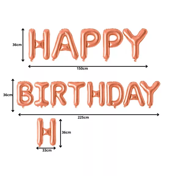 Happy Birthday rózsaszín fólia lufi girland születésnapi dekoráció