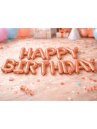 Happy Birthday rózsaszín fólia lufi girland születésnapi dekoráció