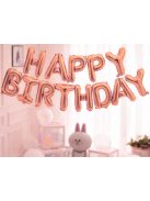 Happy Birthday rózsaszín fólia lufi girland születésnapi dekoráció