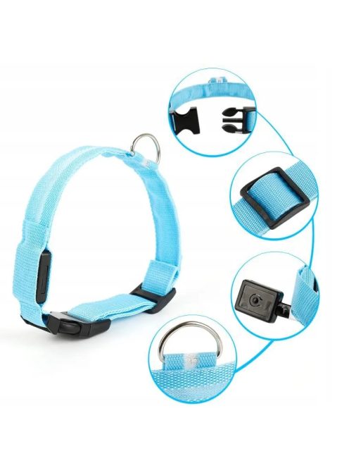 UXIE LED-es világító nyakörv kutyáknak és macskáknak a biztonságos éjszakai sétákhoz