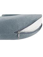 Szürke memóriahabos utazópárna, nyakpárna alakú, puha velúr huzattal és cipzárral