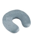 Szürke memóriahabos utazópárna, nyakpárna alakú, puha velúr huzattal és cipzárral