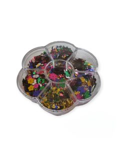 Flitterek vegyes mintákkal és színekben virág dobozban