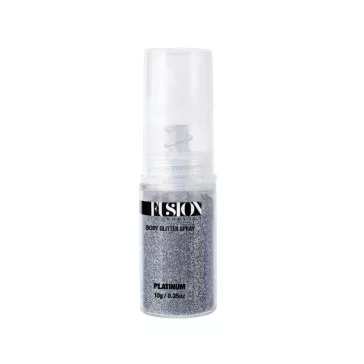 Platina Fém Ezüst színű csillám pumpás spray flakon, finom csillámködöt szórva a bőrre
