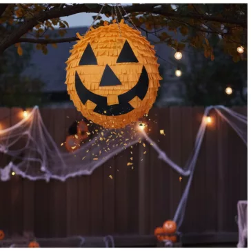 Vigyorgó narancssárga halloweeni tök alakú party pinata