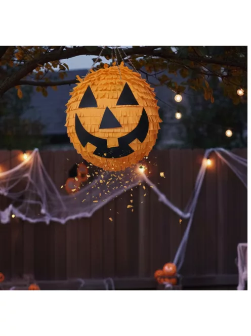 Vigyorgó narancssárga halloweeni tök alakú party pinata