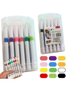 Akril marker készlet 12 színes darab, alkalmas üvegre, műanyagra, fémre és fára, tokkal együtt
