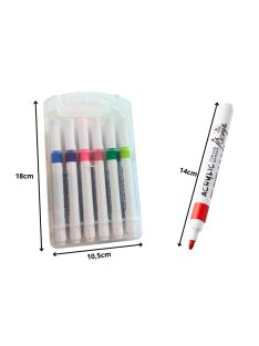 Akril marker készlet 12 színes darab, alkalmas üvegre, műanyagra, fémre és fára, tokkal együtt