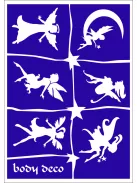 Tündér mintás A5 csillámtetoválás sablon szett öntapadós, háromrétegű sablonnal.