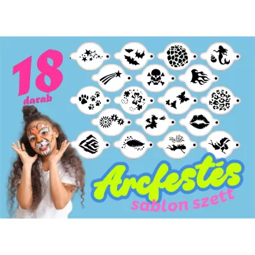 18 darab arcfestő sablon szett - Könnyen használható sablonok arcfestéshez