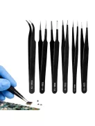 Antisztatikus precíziós csipeszkészlet 6 darab elektronikai és modellezési munkákhoz