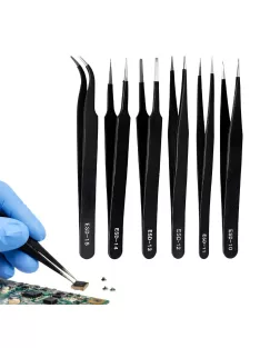 Antisztatikus precíziós csipeszkészlet 6 darab elektronikai és modellezési munkákhoz