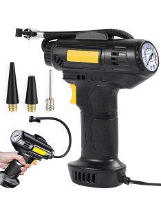 Autós kompresszor, 12V kerékfújó pumpa, 10 bar, 120W, LED világítás, hordozható autópumpa, labdákhoz, matracokhoz,  nyomásmérővel