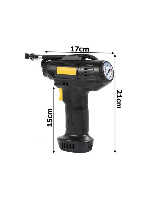 Autós kompresszor, 12V kerékfújó pumpa, 10 bar, 120W, LED világítás, hordozható autópumpa, labdákhoz, matracokhoz,  nyomásmérővel