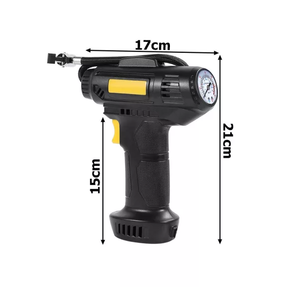Hordozható 12V-os autós gumipumpa LED világítással