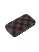 7 darabos manikűr és pedikűr készlet barna, cipzáras tokban, acél körömvágóval és reszelővel