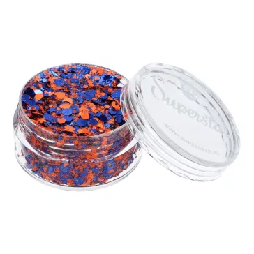 Narancs-kék Superstar chunky glitter krém átlátszó tégelyben