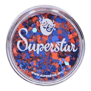 Narancs-kék Superstar chunky glitter krém átlátszó tégelyben