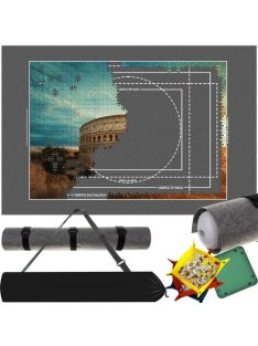 Malatec puzzle szőnyeg tároló alátét 1500 darabos kirakósokhoz, felfújható hengerrel és rögzítő pántokkal