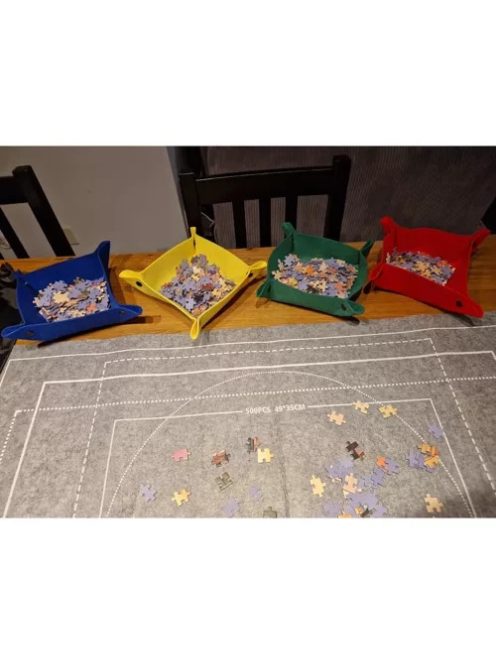 Malatec puzzle szőnyeg tároló alátét 1500 darabos kirakósokhoz, felfújható hengerrel és rögzítő pántokkal