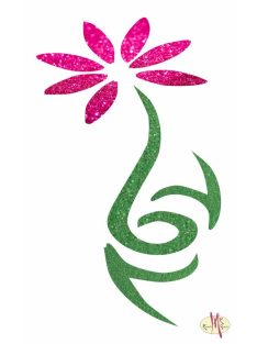 8x5 cm-es Csillámtetoválás sablon - Virág 3