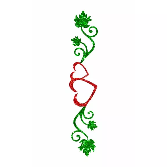 8x5 cm-es Csillámtetoválás sablon - szív indával 10