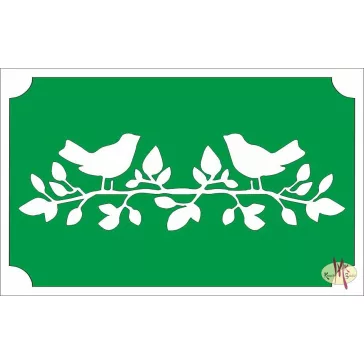 8x5 cm-es Csillámtetoválás sablon - Madárkák faágon 16