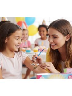 Gólya fészekben csillámtetoválás sablon 8x5 cm – öntapadós festősablon