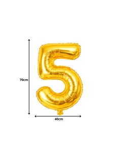 5-ös szám arany fólia lufi 66 cm születésnapi dekoráció