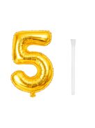 5-ös szám arany fólia lufi 66 cm születésnapi dekoráció